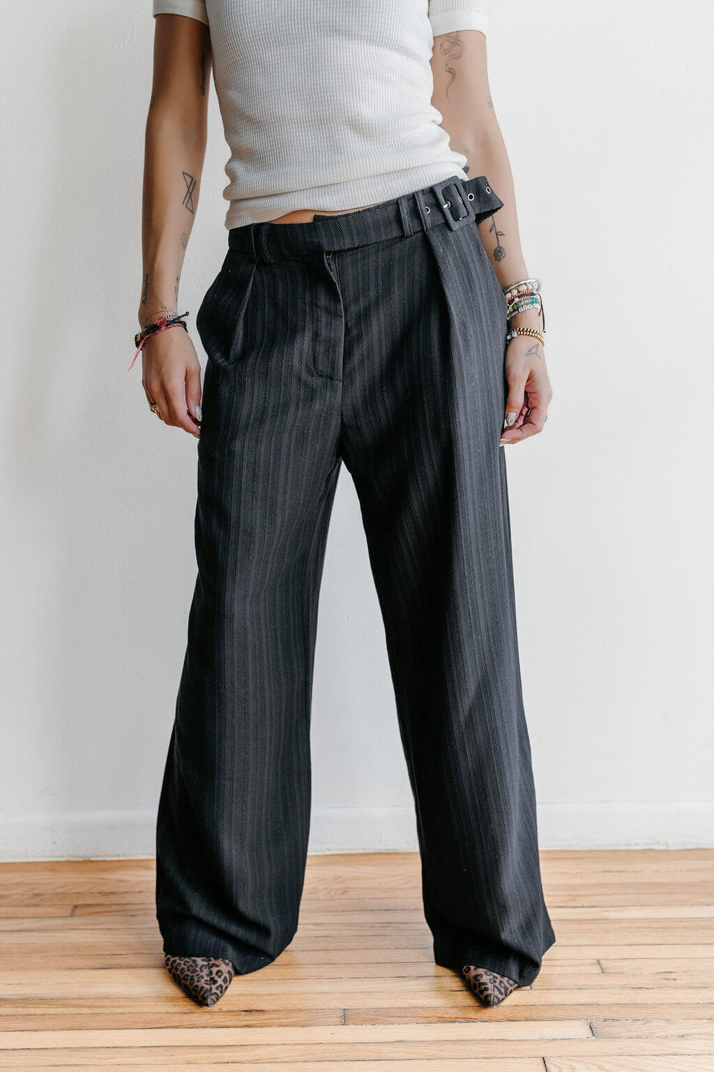 パンツ louren waist belt volume pants louren waist belt volume pants