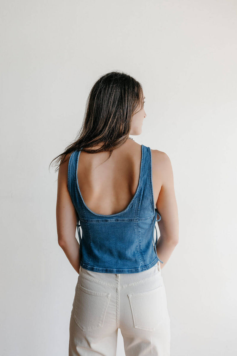 Free People Not My Fault Denim Corset