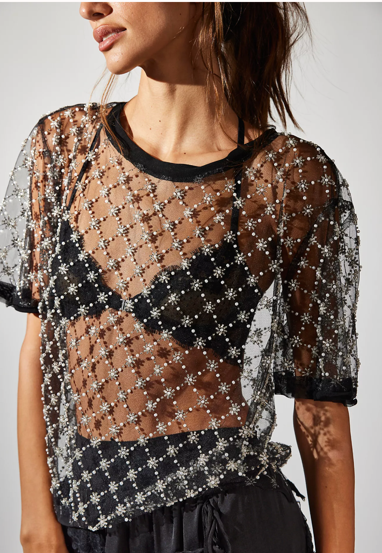 Free People Loir Embellished Knit Top
