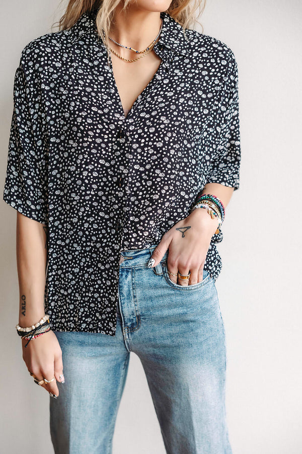 Vintage Short Sleeve Floral Blouse