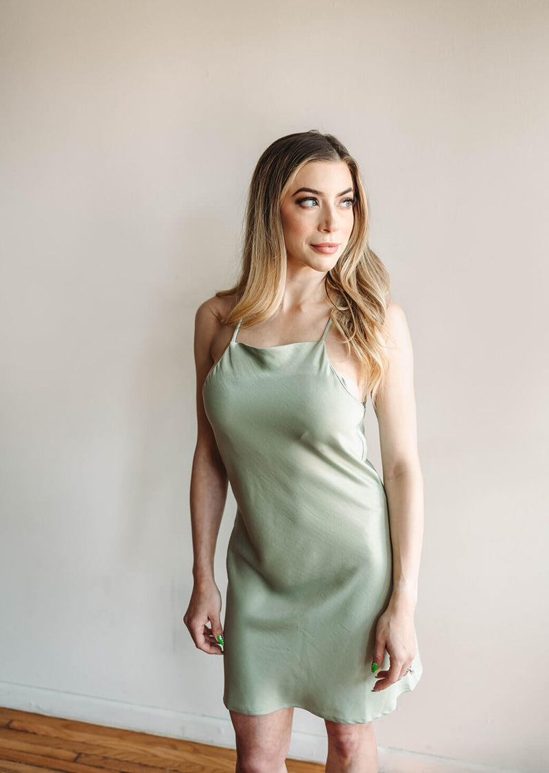 arlo-artist-aura-mini-cowl-back-sage-dressarlo-artist-aura-mini-cowl-back-sage-dress