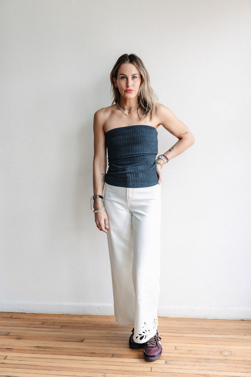 NKN Wide Leg Embroidered Jean